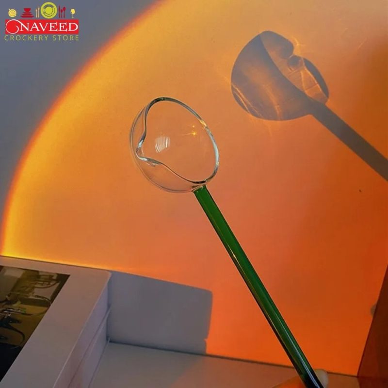 Colored transparent high borosilicate Long Handle glass spoon (2)