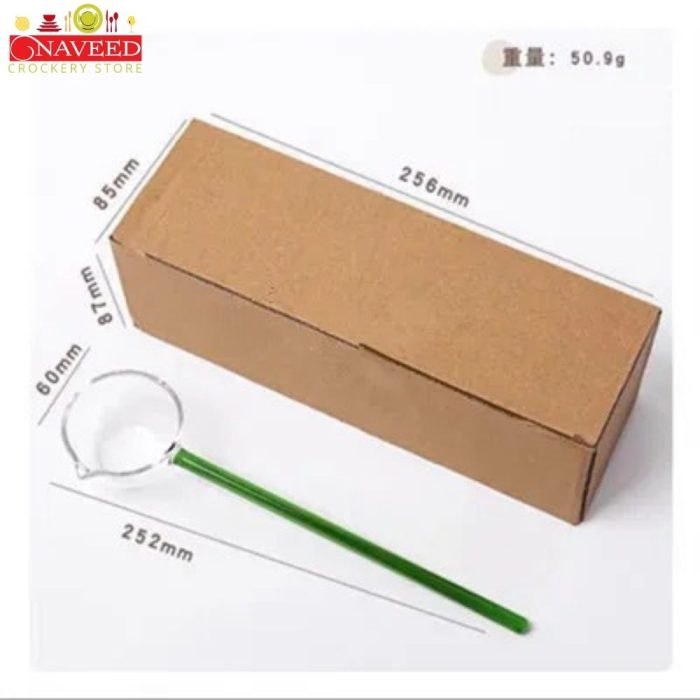 Colored transparent high borosilicate Long Handle glass spoon (6) Colored transparent high borosilicate Long Handle glass spoon (6)