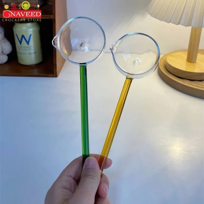 Colored transparent high borosilicate Long Handle glass spoon Colored transparent high borosilicate Long Handle glass spoon