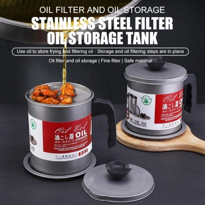 Stainless Steel Oil Filter Bottle Kitchen Oil Storage Can Container With Removable A Coaster Tray Grease Keeper (7) Stainless Steel Oil Filter Bottle Kitchen Oil Storage Can Container With Removable A Coaster Tray Grease Keeper (7)