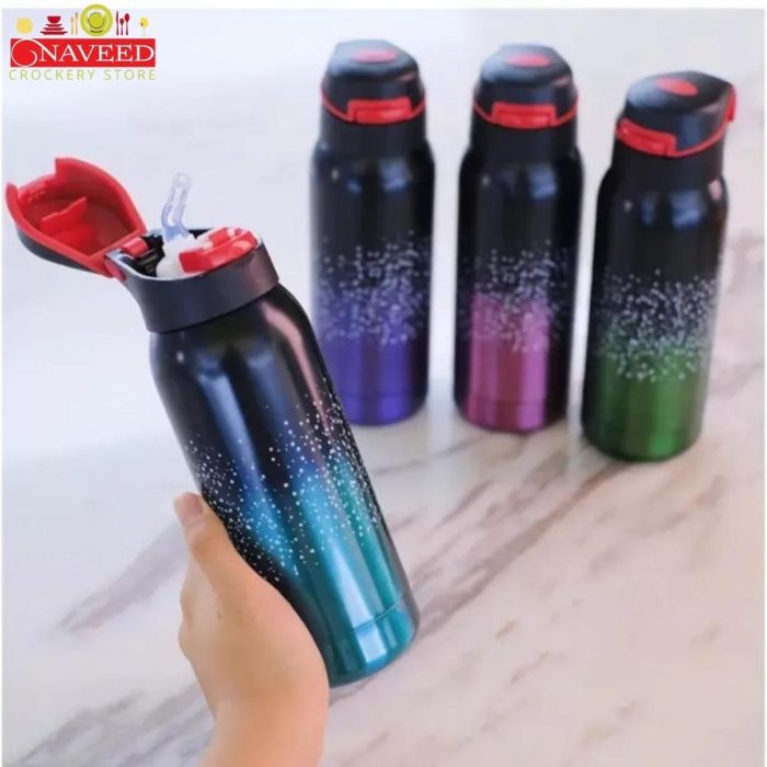 Sport Stainless Steel Water Bottle Hot & Cold 500ml With Straw Insulation Cup