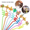 4pcs_pack Fruit Cartoon Straws Party Decoration Straw Beverage Straws Cartoon PVC Plastic Straw Art Straw Soymilk Straw Kitchen (5)