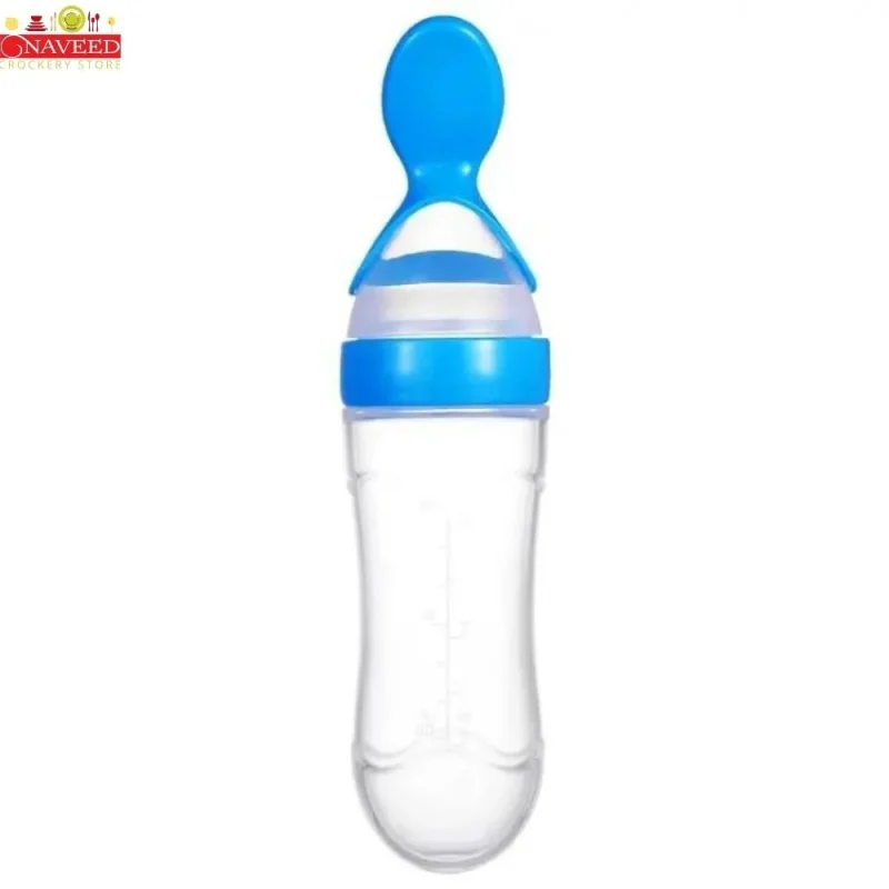 Baby Spoon Feeder - 90ml Silicone Baby Feeding Bottle With Spoon